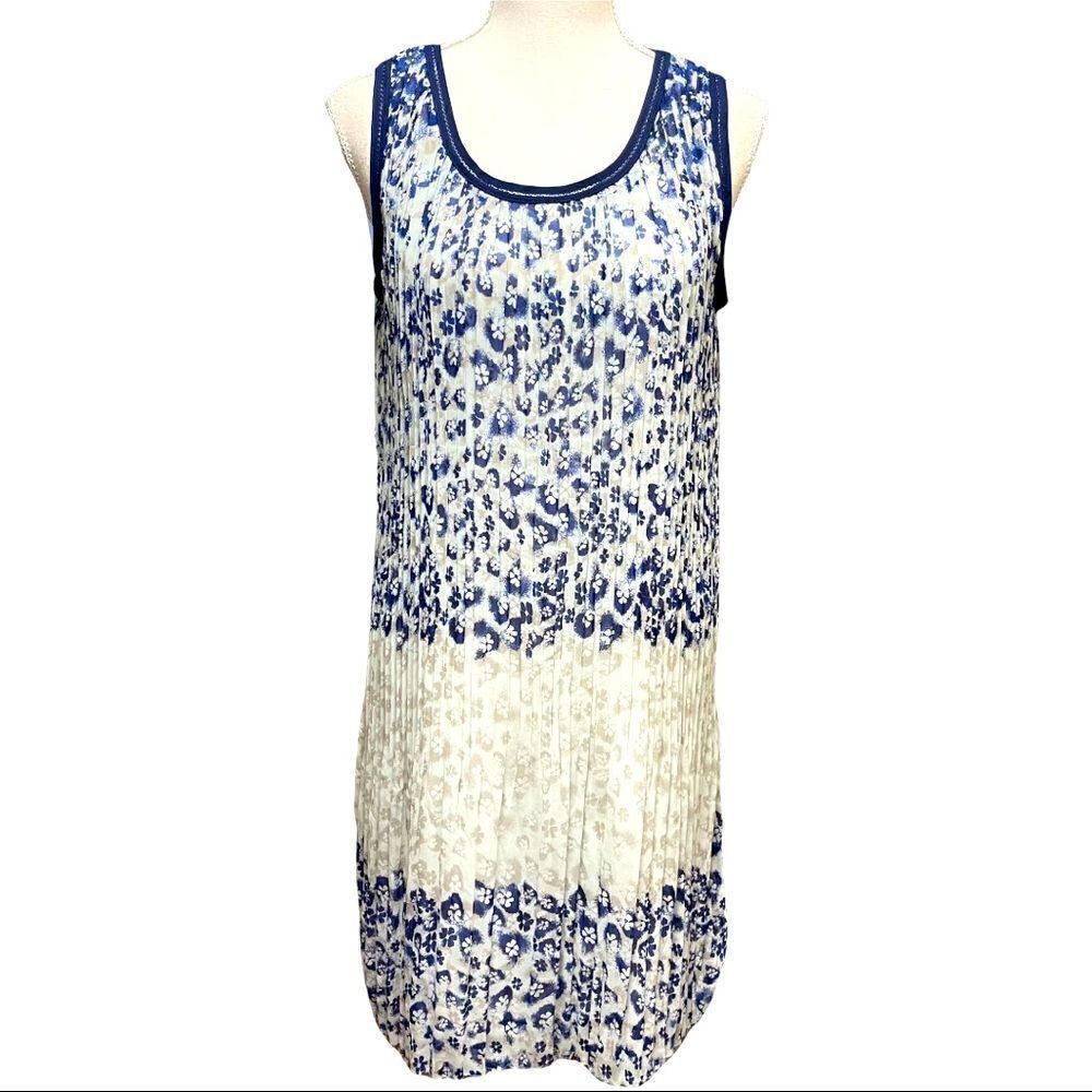 Max Studio Electric Pleated Floral Shift Dress Sz S NWT